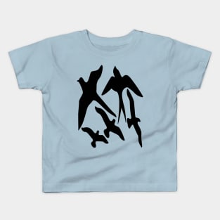 Birder Silhouette Swallow Swift and Seagulls Kids T-Shirt